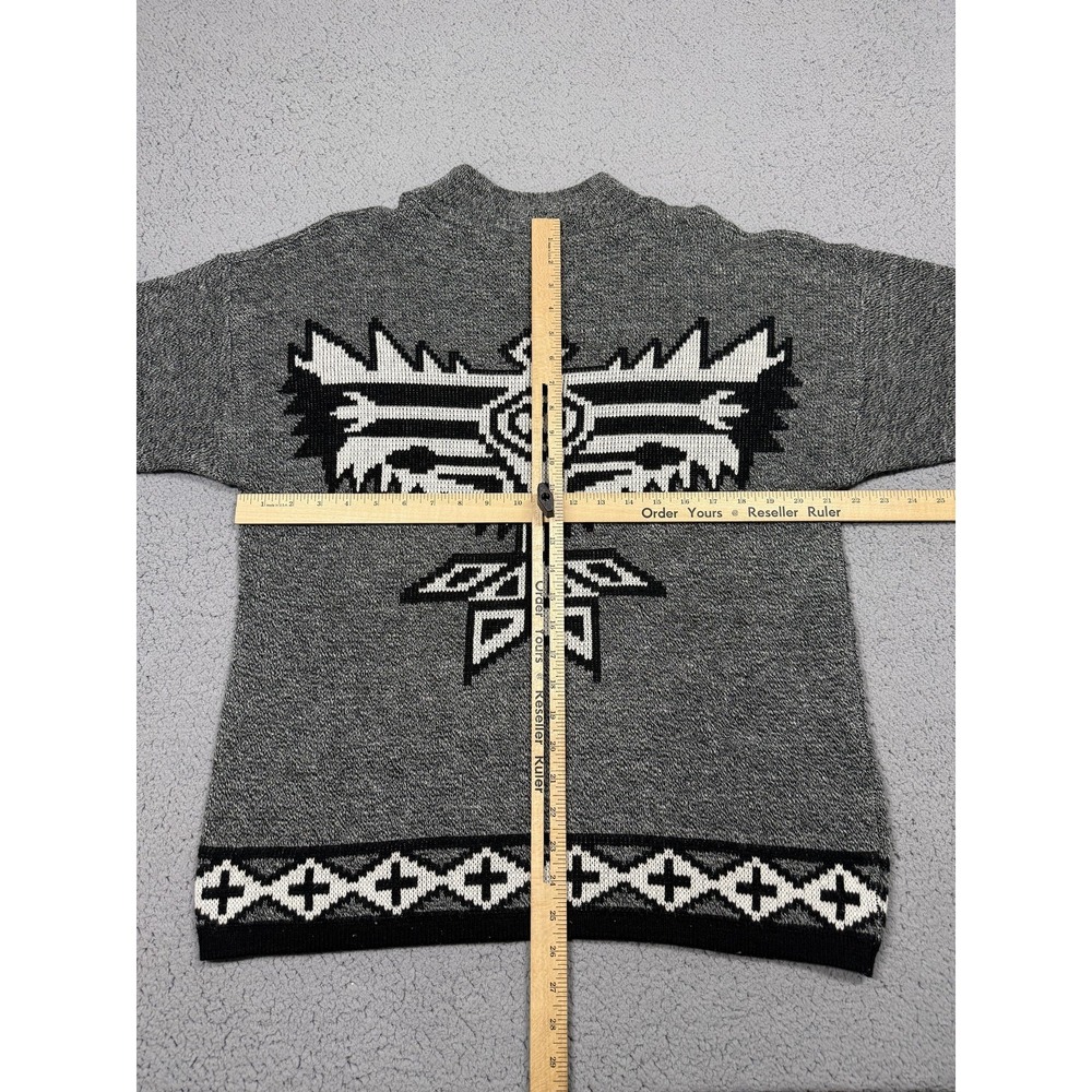 Vintage Dressy Tessy Sweater Womens Small Gray Tribal Thunderbird Pullover 80s - Picture 3 of 6
